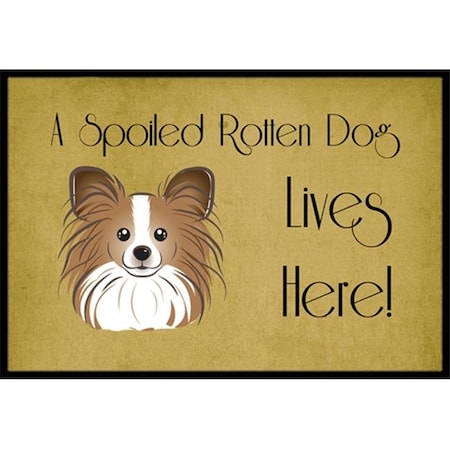 Carolines Treasures Carolines Treasures BB1496JMAT Papillon Spoiled Dog Lives Here Indoor & Outdoor Mat; 24 x 36 in. BB1496JMAT